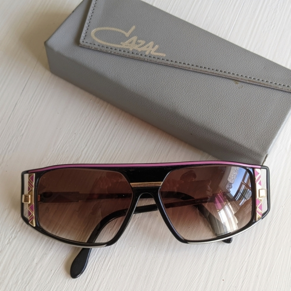 Cazal Model 874 9/10 Sunglasses w/ Case Black Pink Gold Gradient Lenses Germany